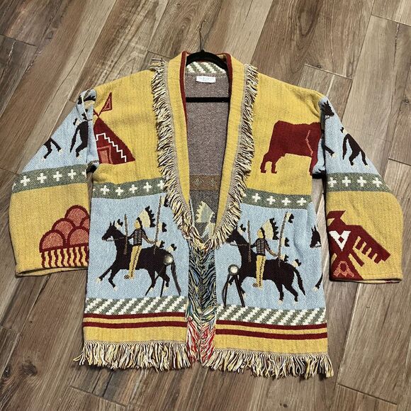 Lew Magram COLLECTION New York Native Indian Sweater Tapestry Chunky Knit EUC - Picture 12 of 12